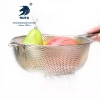 Stainless steel single-handle multi-purpose multi-hole basket, thickened stainless steel leakage basin, round rice sieve, single-handle draining basin, fruit basket, vegetable washing basin, filter basin, stainless steel gold-plated rice washing sieve, single-handle rice sieve details Picture